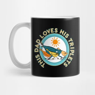 This Dad Loves His Triplets With Colorful Ducks Vintage Edward Lear Illustration Mug